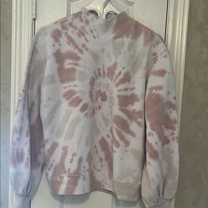 Abercrombie & Fitch Tie-Dye Sweatshirt in Blush Pink, Cream and White